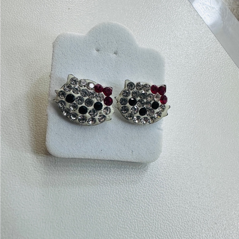 Hello Kitty sterling silver Rhinestone Earrings